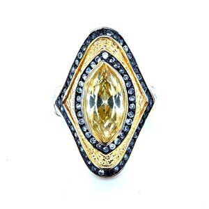 Yellow/White Cz Statement Ring